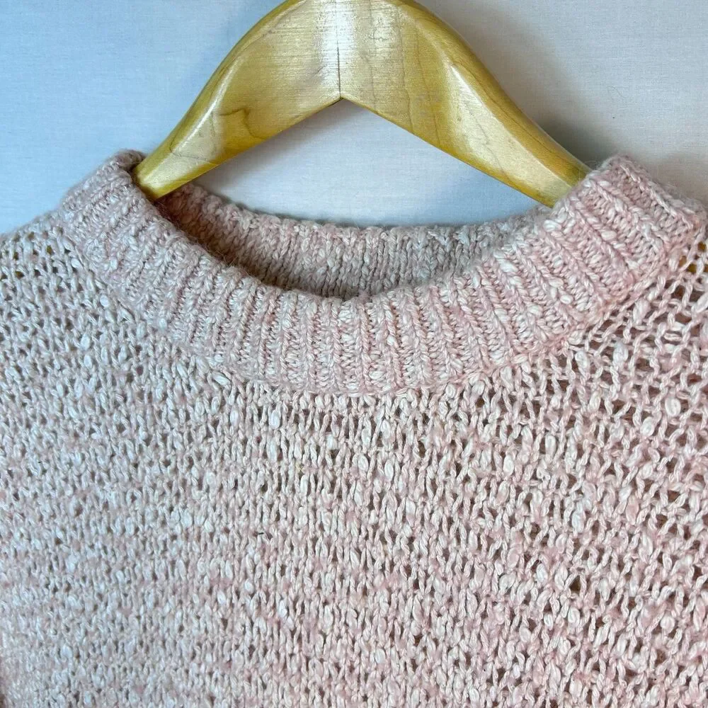 Madewell Women's Peach Pink Cotton Blend Marled Chunky Knit LS Sweater Size S